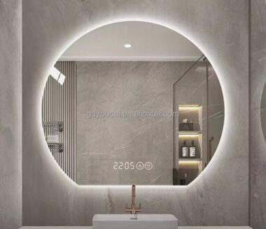 LED bathroom mirror with defrost