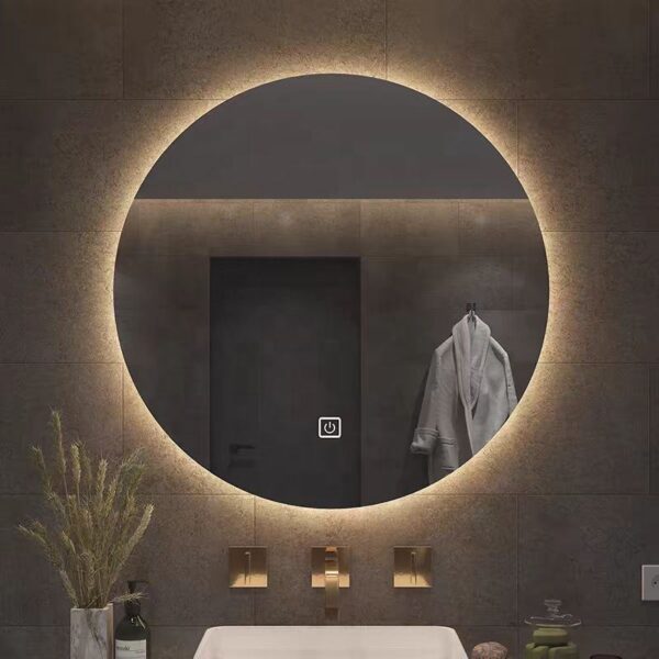 LED bathroom mirror with defrost