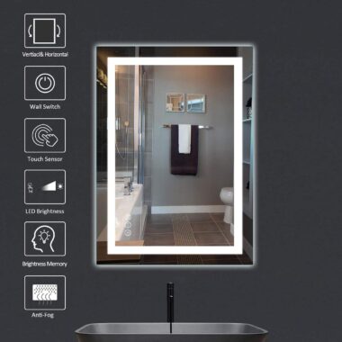 bathroom mirror with dimmable lights