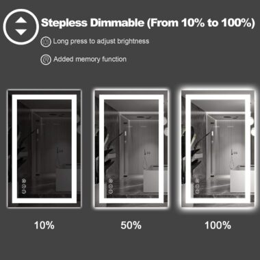 bathroom mirror with dimmable lights