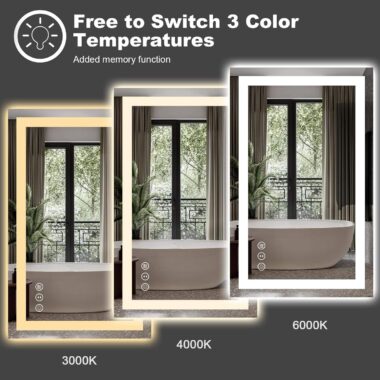 bathroom mirror with dimmable lights