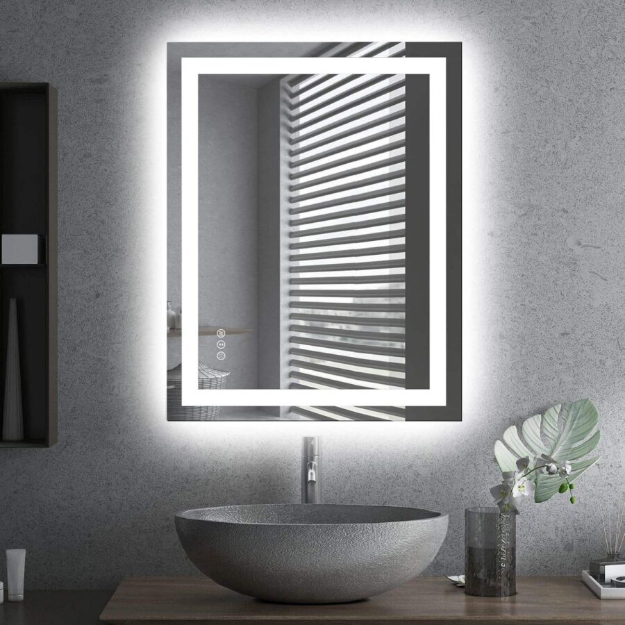 bathroom mirror with dimmable lights