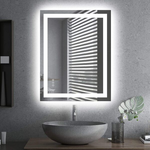 Anti-Fog Shatterproof Dimmable LED Bathroom Mirror with 3 Color Lights (7) bathroom mirror with dimmable lights