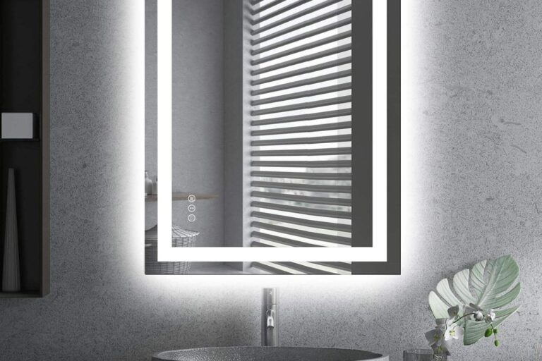 bathroom mirror with dimmable lights