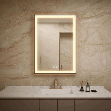 Framed bathroom vanity mirror for hotels