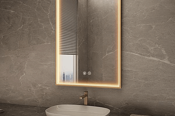 Framed bathroom vanity mirror for hotels