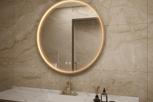 Framed bathroom vanity mirror for hotels