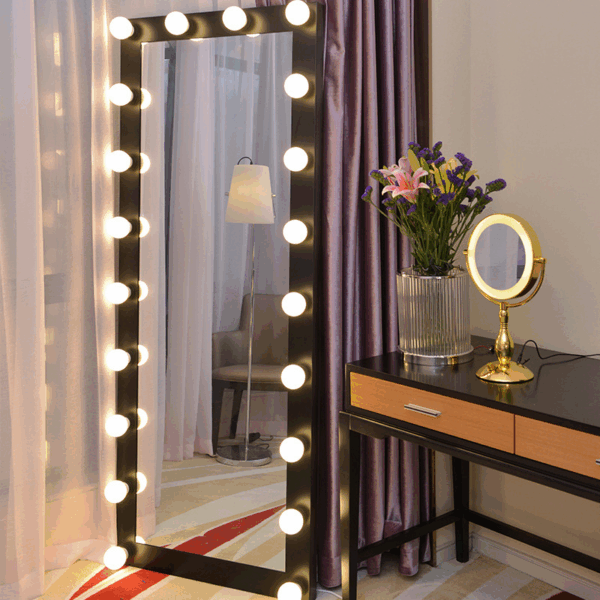 full length vanity mirror with LED bulbs