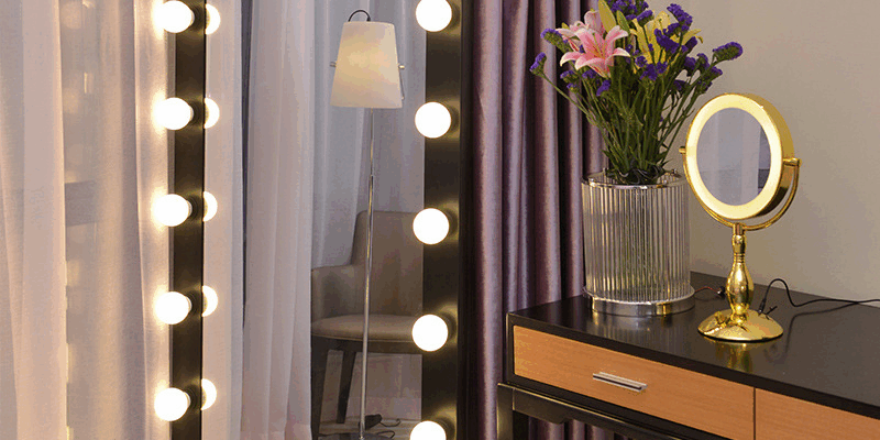 full length vanity mirror with LED bulbs