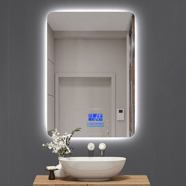 Modern Smart LED Bathroom Mirror with Magnifying Touch Sensor Waterproof (6) Smart waterproof LED bathroom mirror