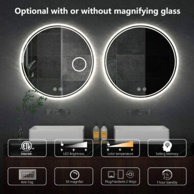 24in round LED bathroom mirror