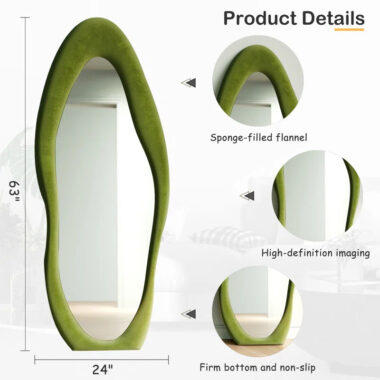 Velvet irregular wavy full length mirror