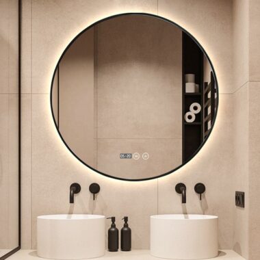 Round LED bathroom vanity mirror